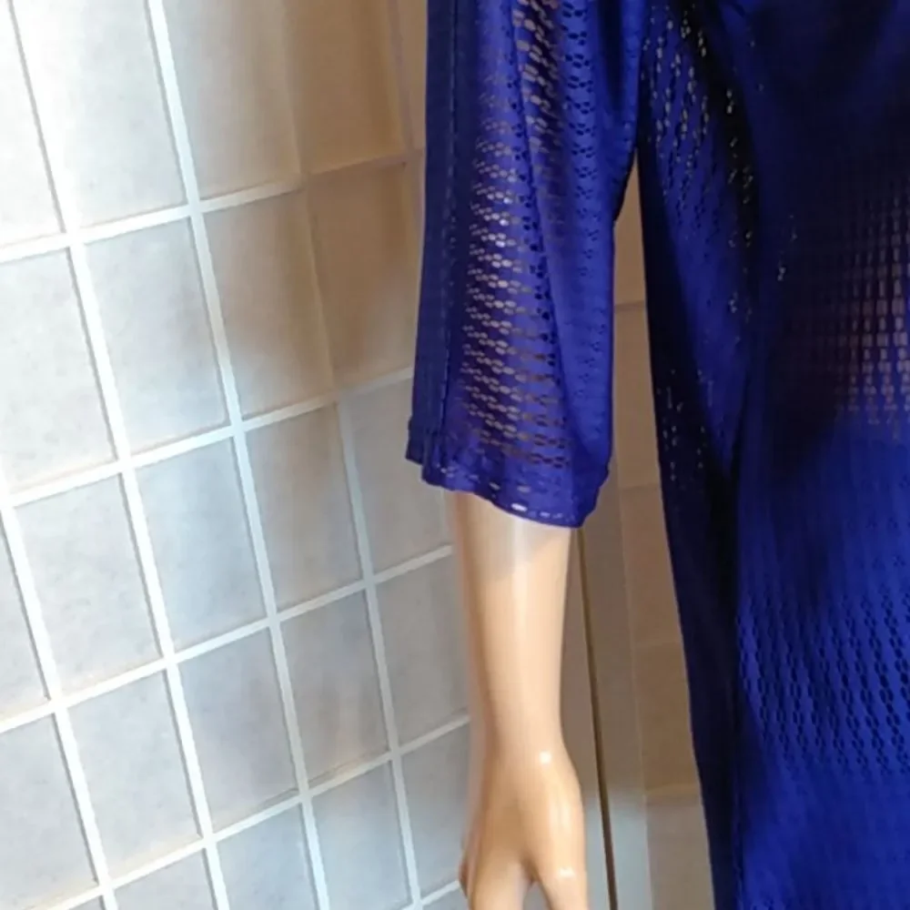 *O'Neill‎ Mesh Knit Swim Cover-Up Blue Women's XS/S V-Neck Half Sleeve